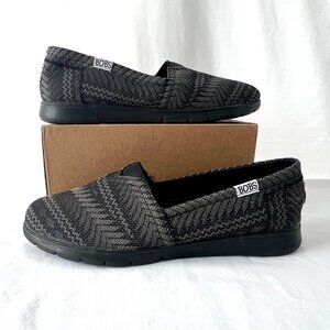 Bobs From Skechers Memory Foam Slip On Black & Gray Shoes, Size 9W, EC!